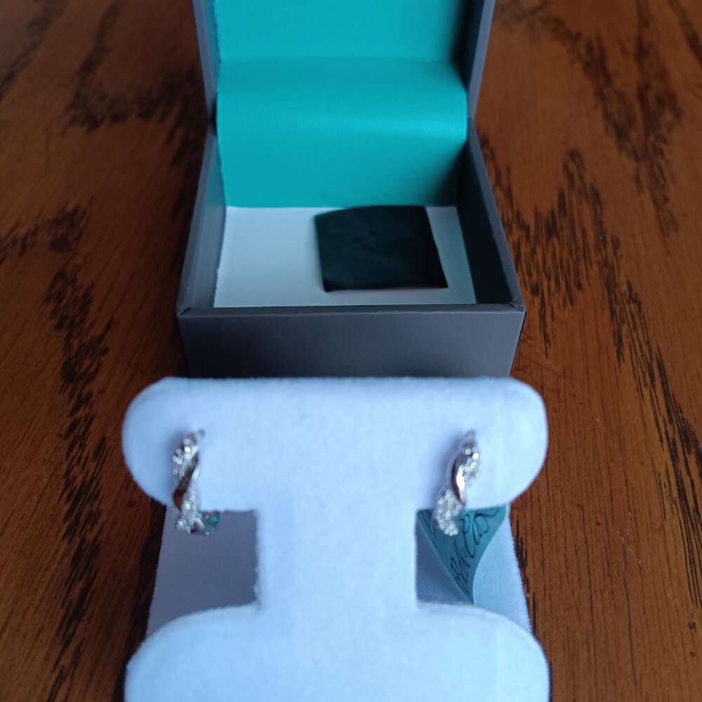 New Effy Lab Grown Diamond Hoop Earrings in Sterling Silver - Picture 7 of 7